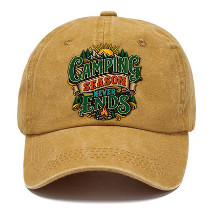 Camping Season Never Ends Retired Living Classic Cap – Golden Harvest