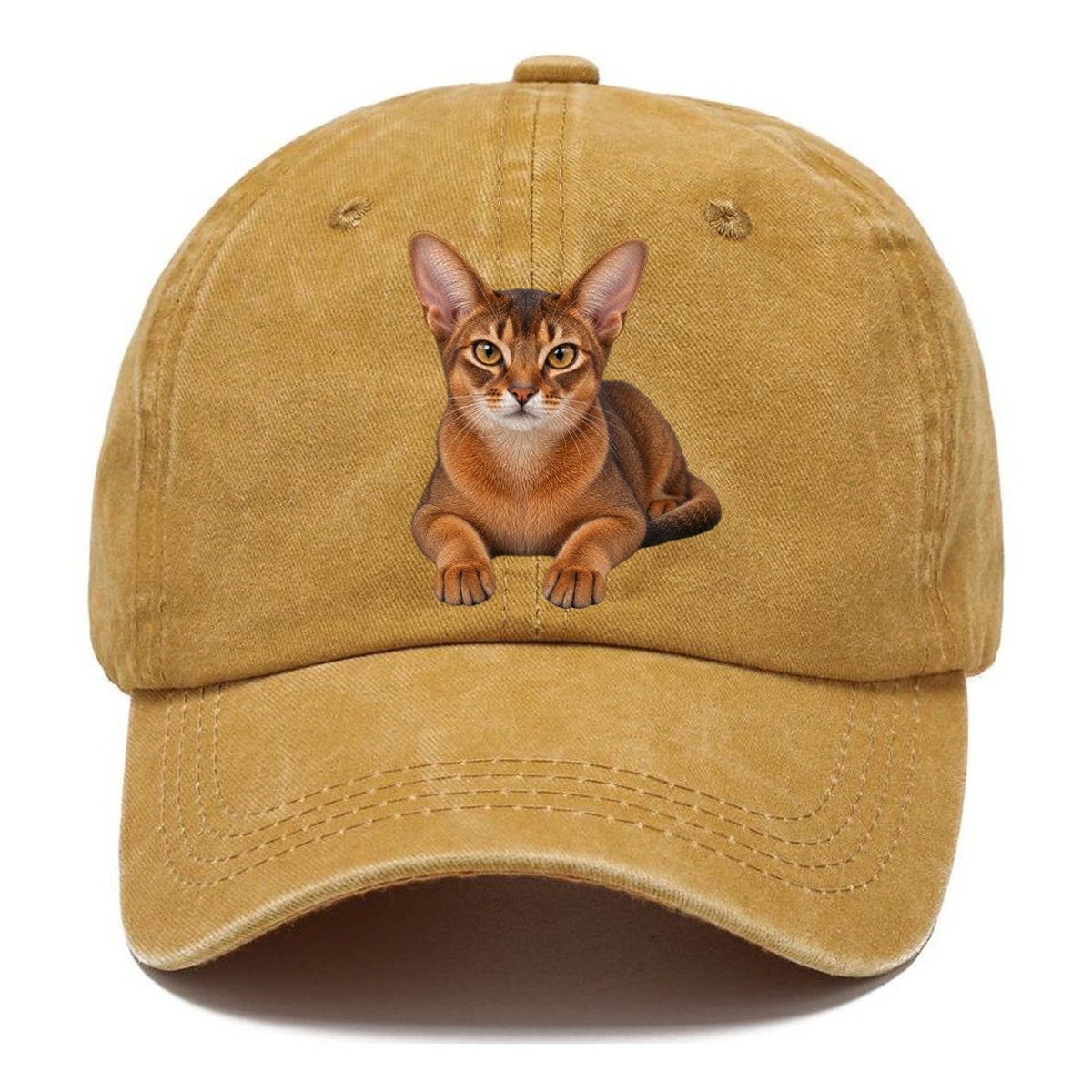 Abyssinian Reclining Paws Forward Realistic Cat Portrait Classic Cap – Golden Harvest