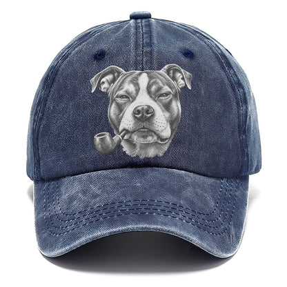 American Staffordshire Terrier A Classic Tobacco Pipe Smoking Dogs Smoking Dogs Portraits Classic Cap – Twilight Navy