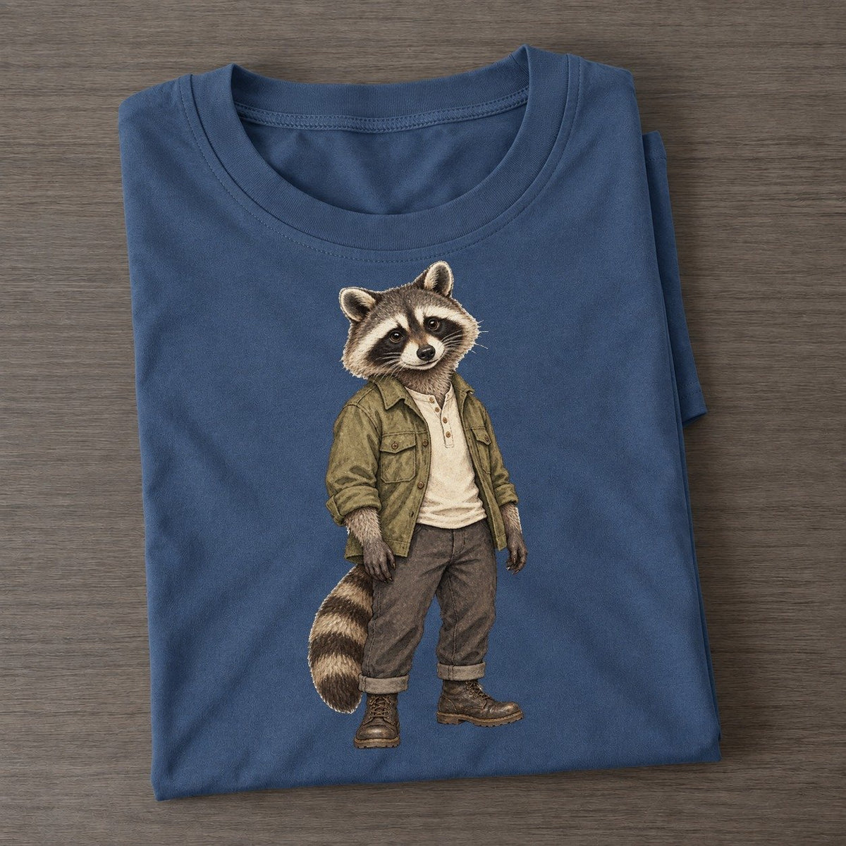 Raccoon Wardrobe Portrait Wild Wardrobe Portraits Classic T-shirt – Twilight Navy
