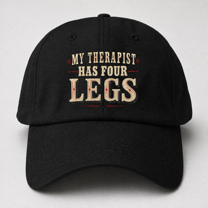 My Therapist Has Four Legs American Wit Baseball Cap – Black