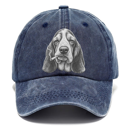 Basset Hound A Loosely Hand Rolled Cigarette Smoking Dogs Smoking Dogs Portraits Classic Cap – Twilight Navy