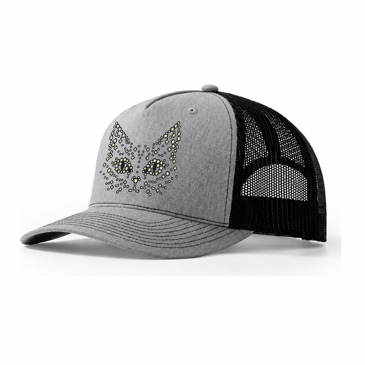 Cat Cursor Eyes Trucker Hat – Sport Grey Black
