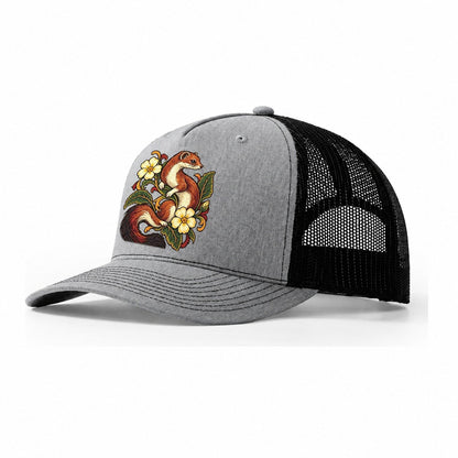British Stoat And Primrose Uk Culture Heritage Trucker Hat – Sport Grey Black