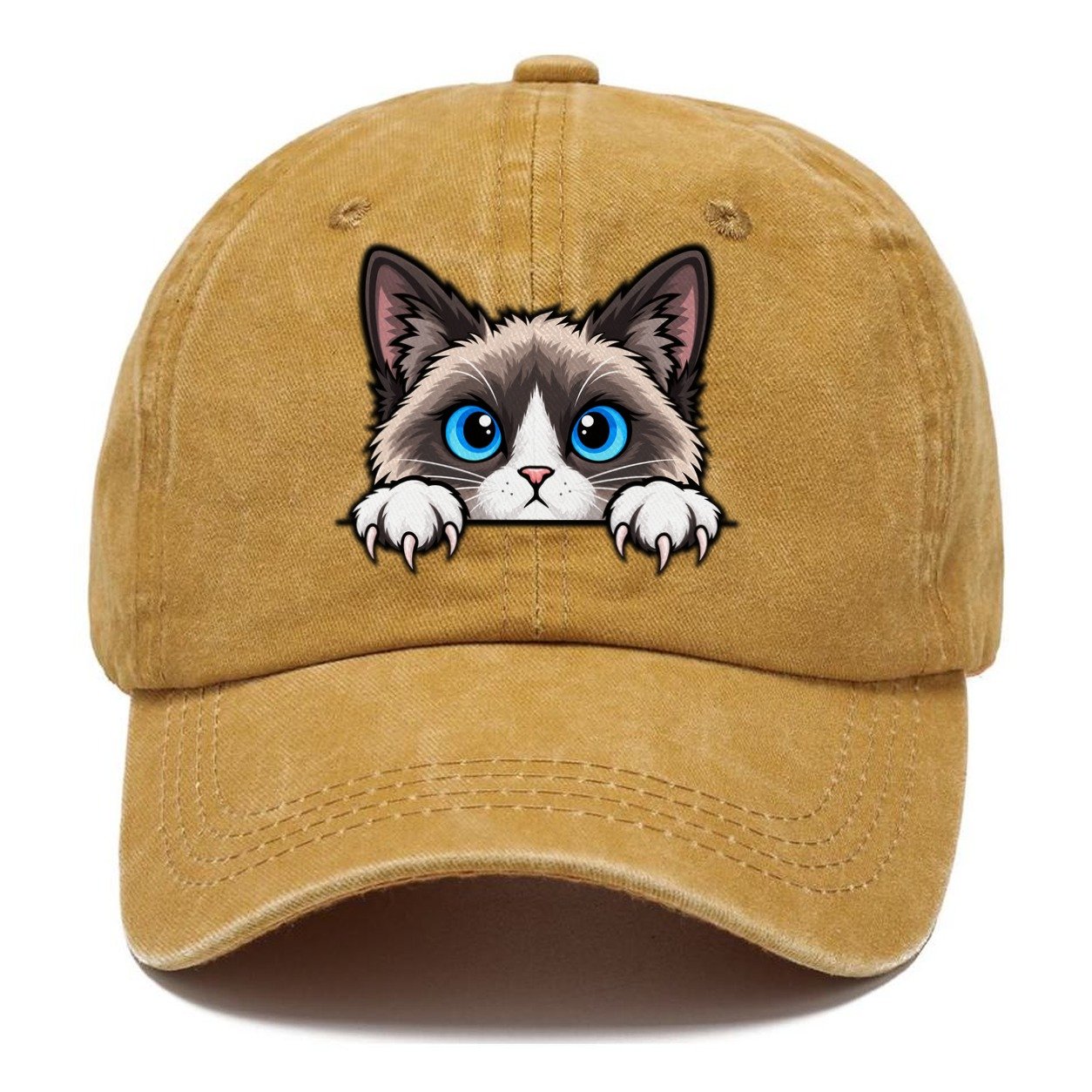 Snowshoe Cat Peeking Peeking Cats Classic Cap – Golden Harvest
