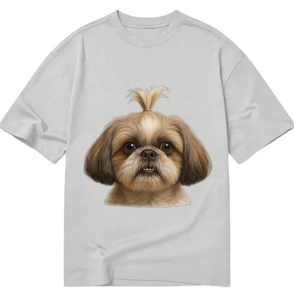 Shih Tzu Underbite Large Eyes Hair In Topknot Imperial Beari Classic T-shirt – Grey