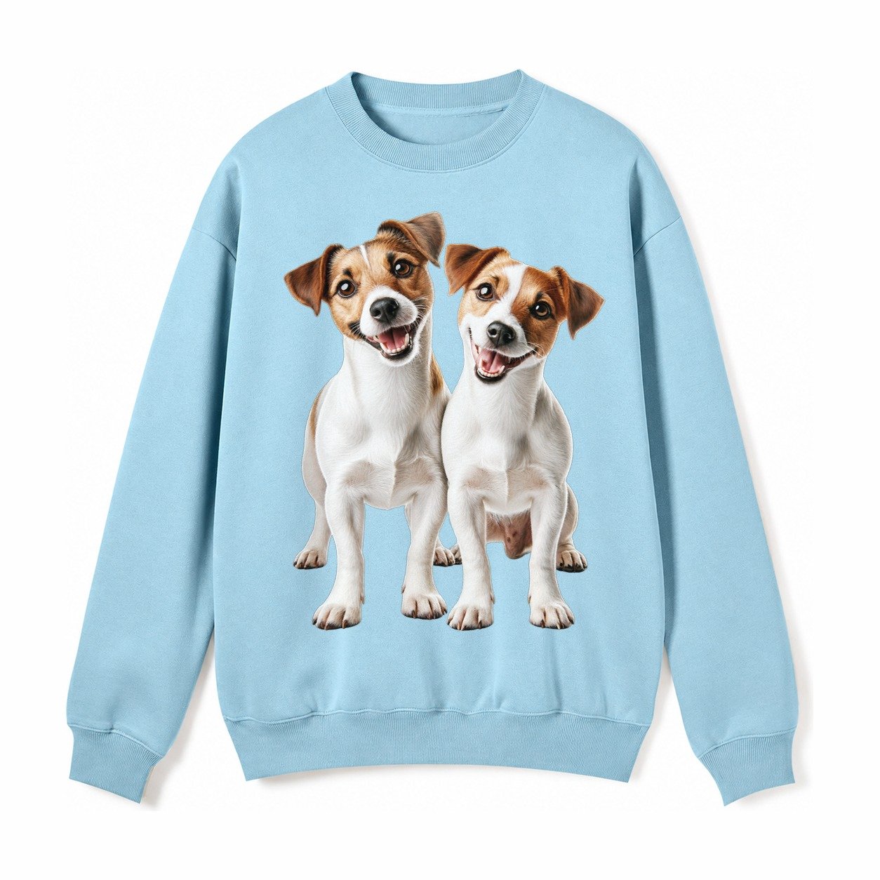 Two Jack Russels Fleece Sweatshirt – Light Blue