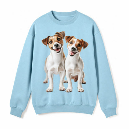 Two Jack Russels Fleece Sweatshirt – Light Blue