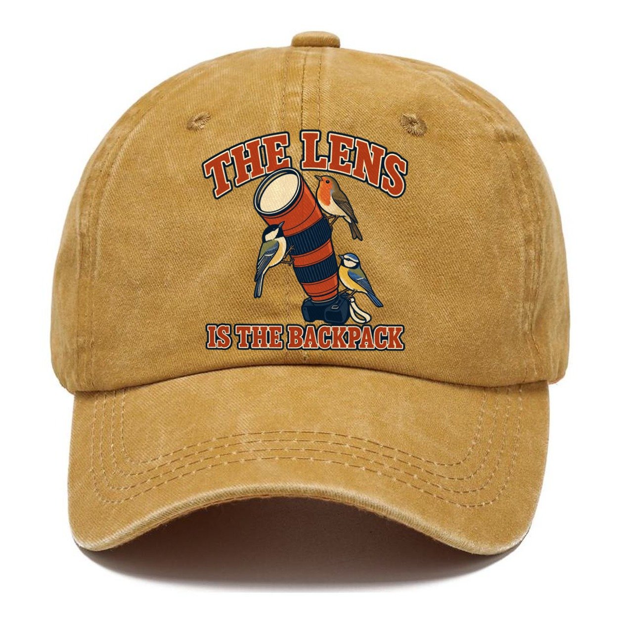 The Lens Is The Backpack Birdwatching Classic Cap – Golden Harvest