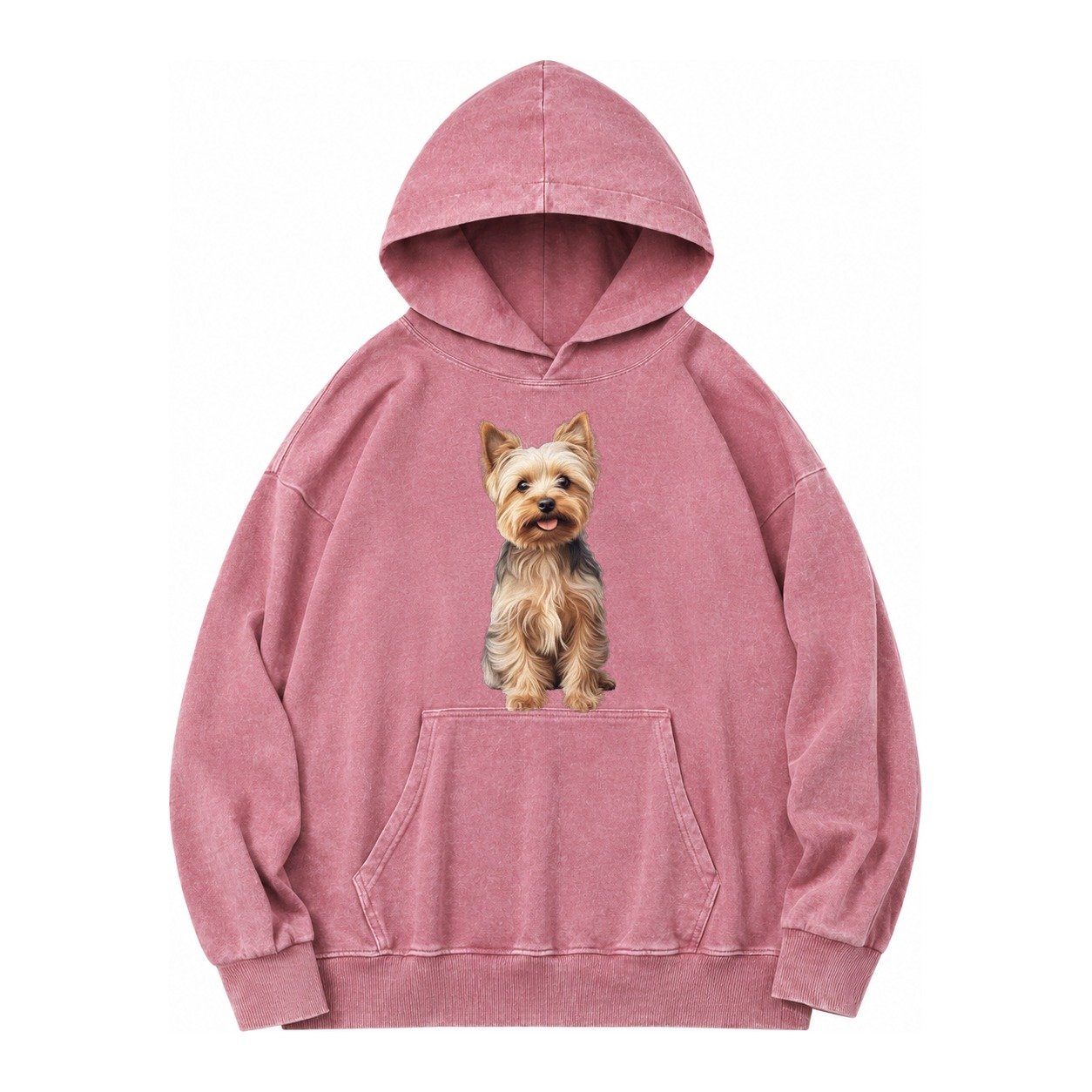 Yorkshire Terrier Dog Vintage Washed Hoodie – Dusty Rose