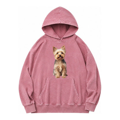 Yorkshire Terrier Dog Vintage Washed Hoodie – Dusty Rose