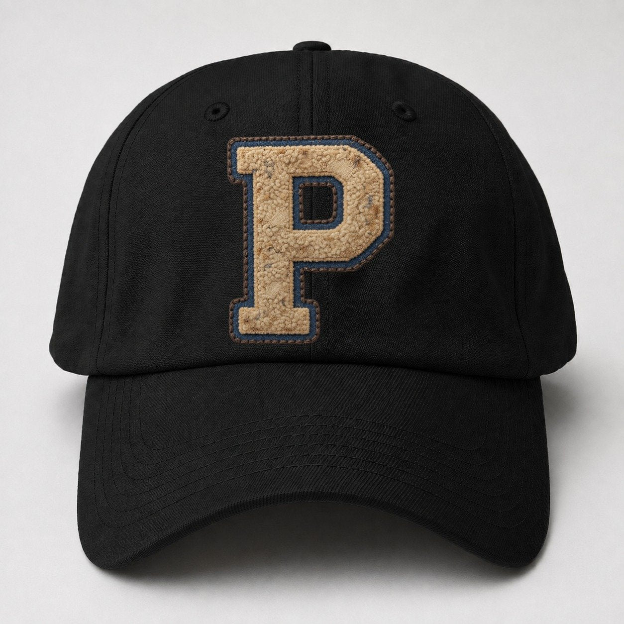 Varsity Chenille P Monogram Baseball Cap – Black