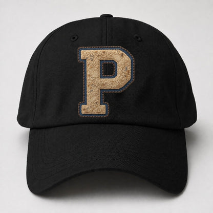 Varsity Chenille P Monogram Baseball Cap – Black