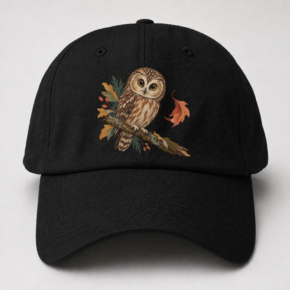 Owl Falling Leaf Gentle Wild Baseball Cap – Black