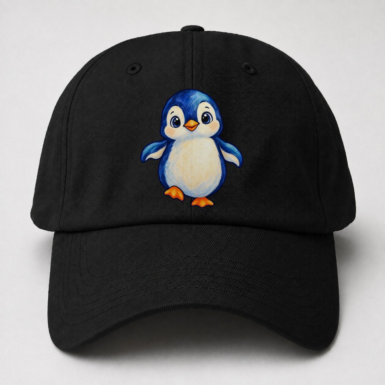 Penguin Front Waddle Sea Sprite Baseball Cap – Black