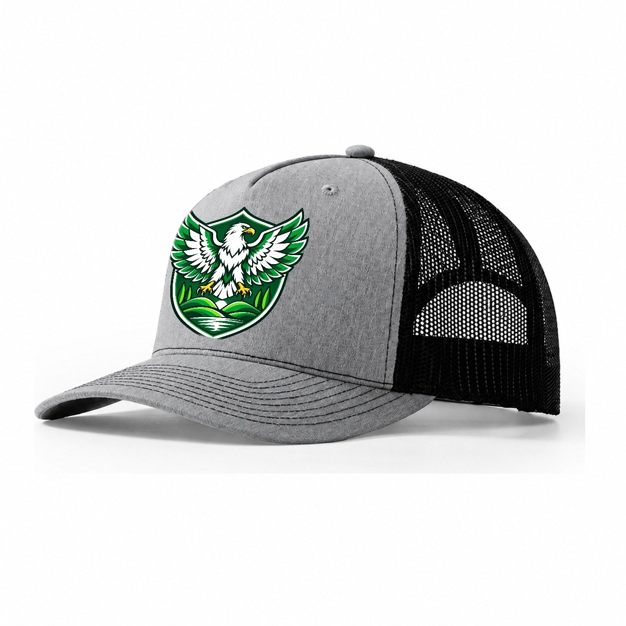 Nigeria Minimal Emblem Country Logos Trucker Hat – Sport Grey Black