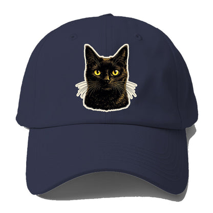 Golden Eyed Black Cat Baseball Cap – Twilight Navy