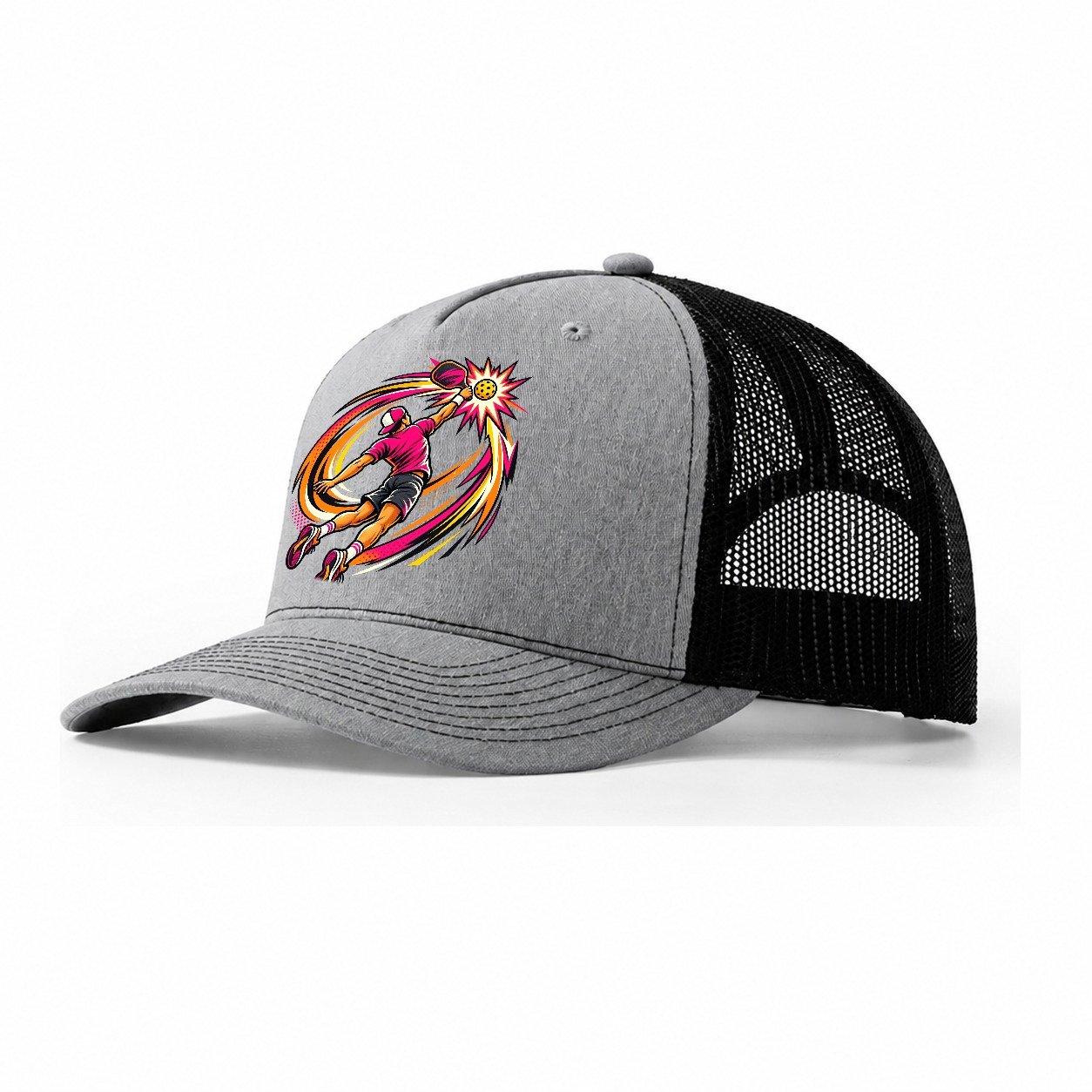 Overhead Smash Pickleball Life Trucker Hat – Sport Grey Black