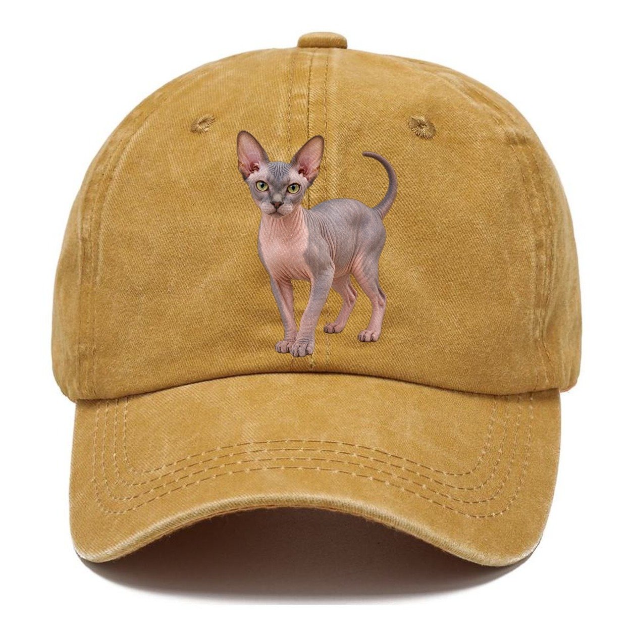 Sphynx Standing Three Quarter Realistic Cat Portrait Classic Cap – Golden Harvest