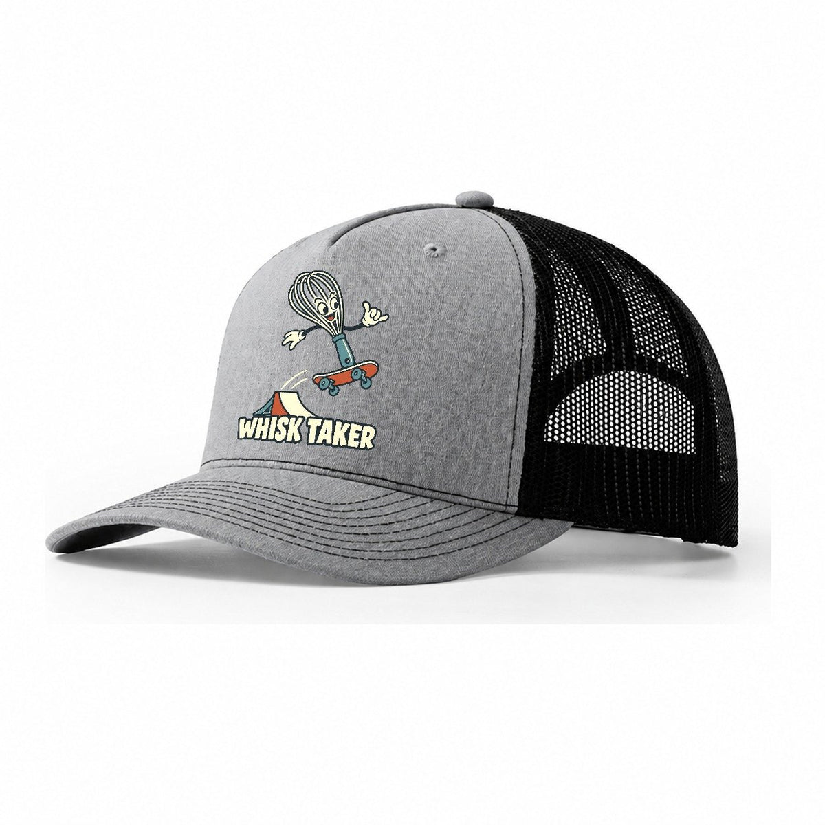 Whisk Taker Familiar Punchlines Trucker Hat – Sport Grey Black