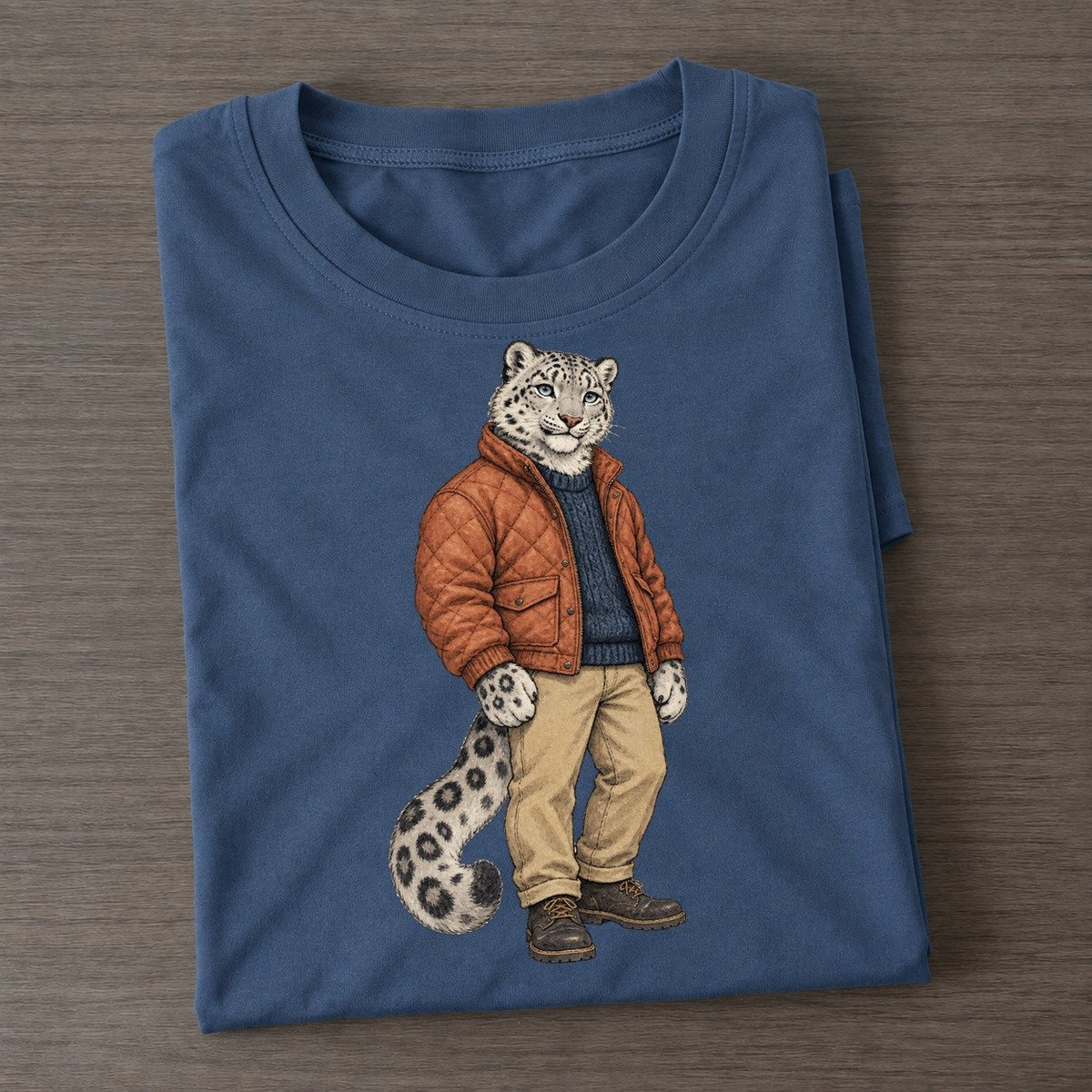 Snow Leopard Wardrobe Portrait Wild Wardrobe Portraits Classic T-shirt – Twilight Navy