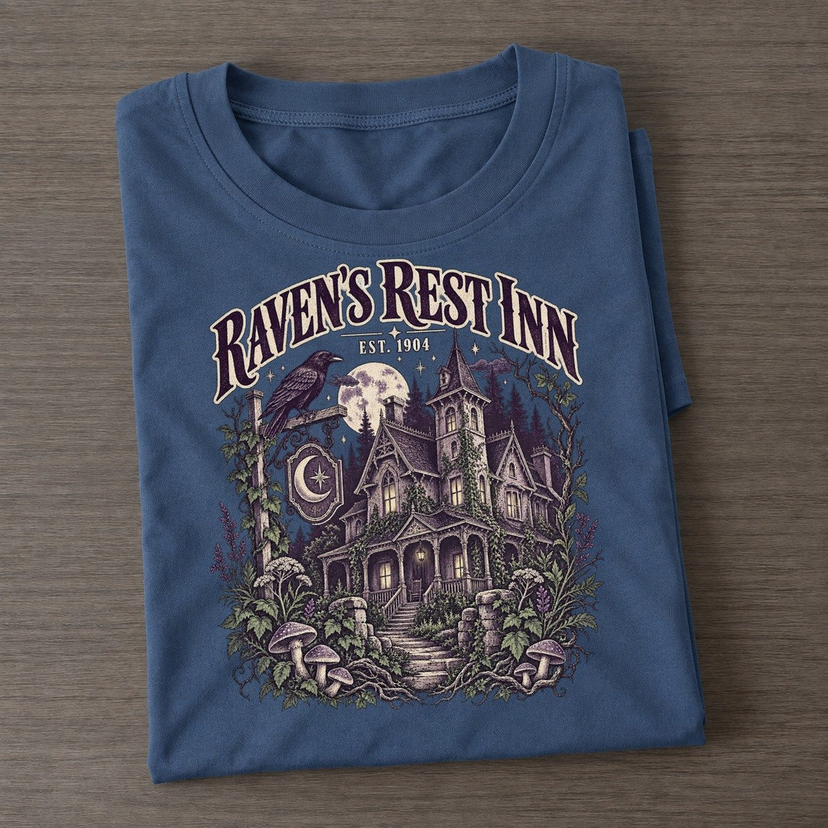 Ravens Rest Inn Midnight Haunt Classic T-shirt – Twilight Navy