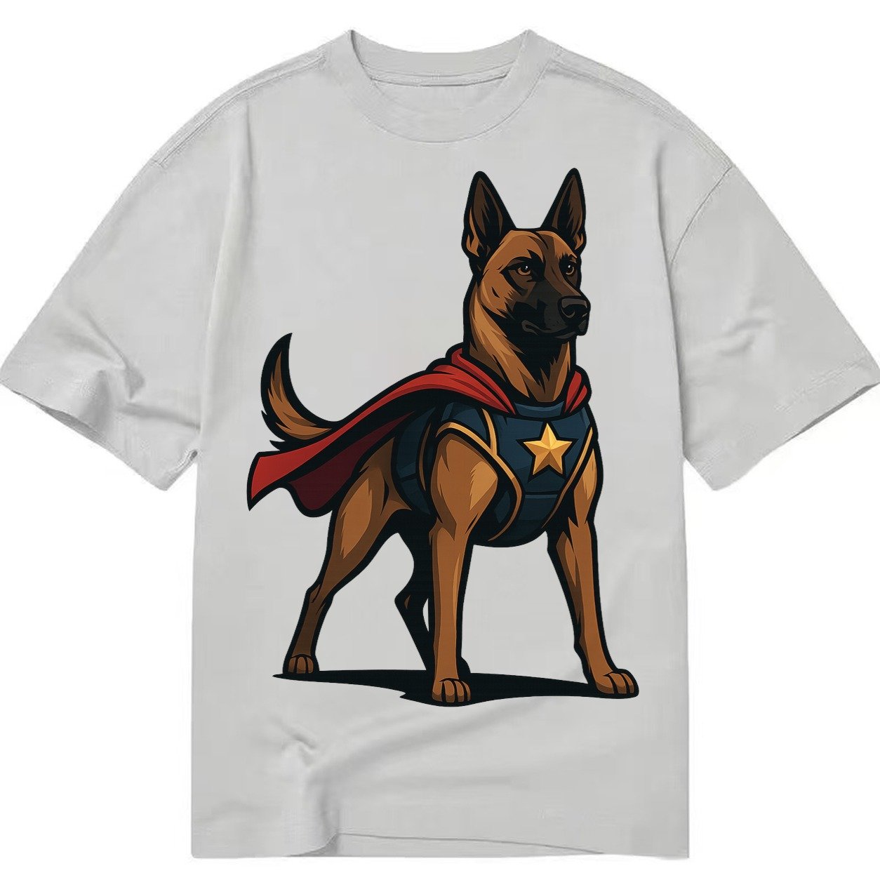 Belgian Malinois Guardian Hero Standing Ready On Four Legs N Classic T-shirt – Grey