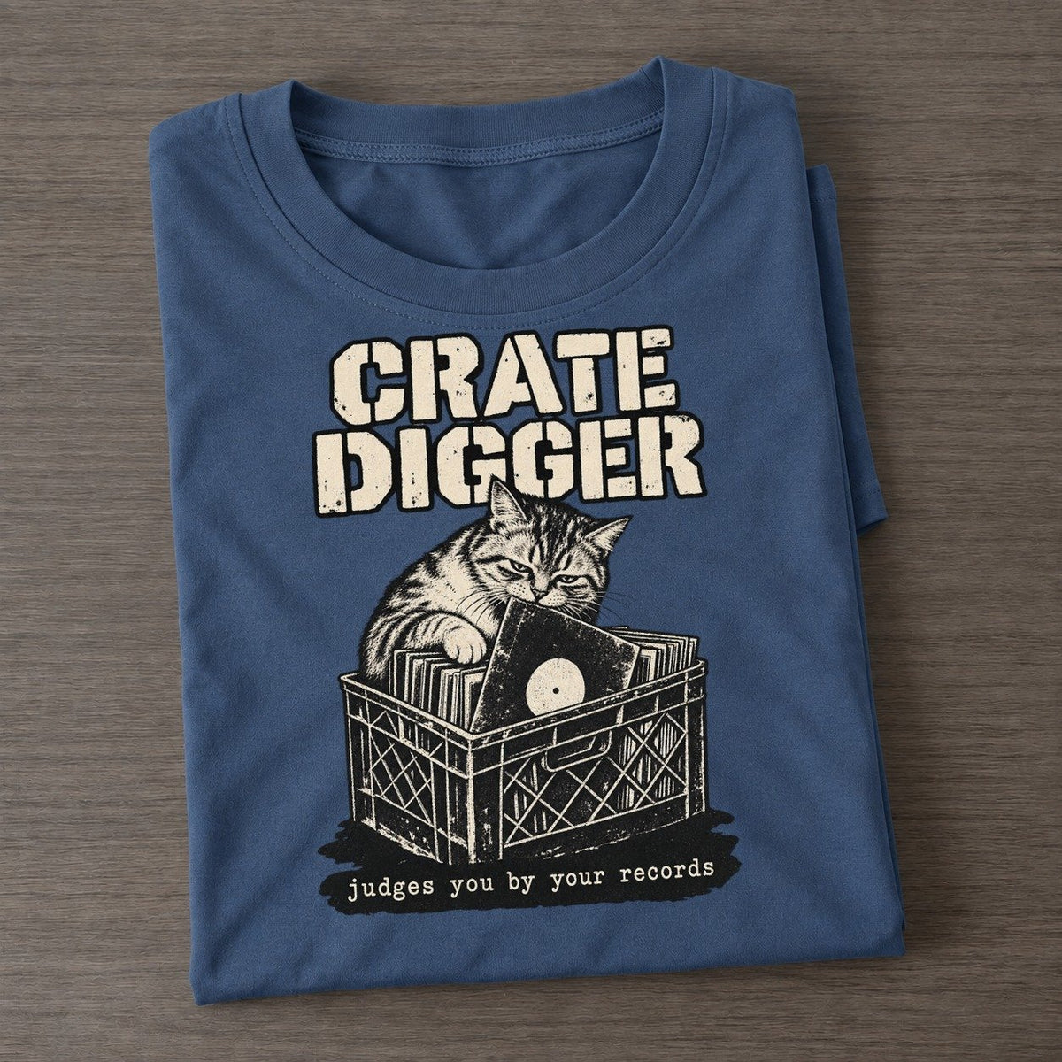 Crate Digger Alley Cat Records Classic T-shirt – Twilight Navy
