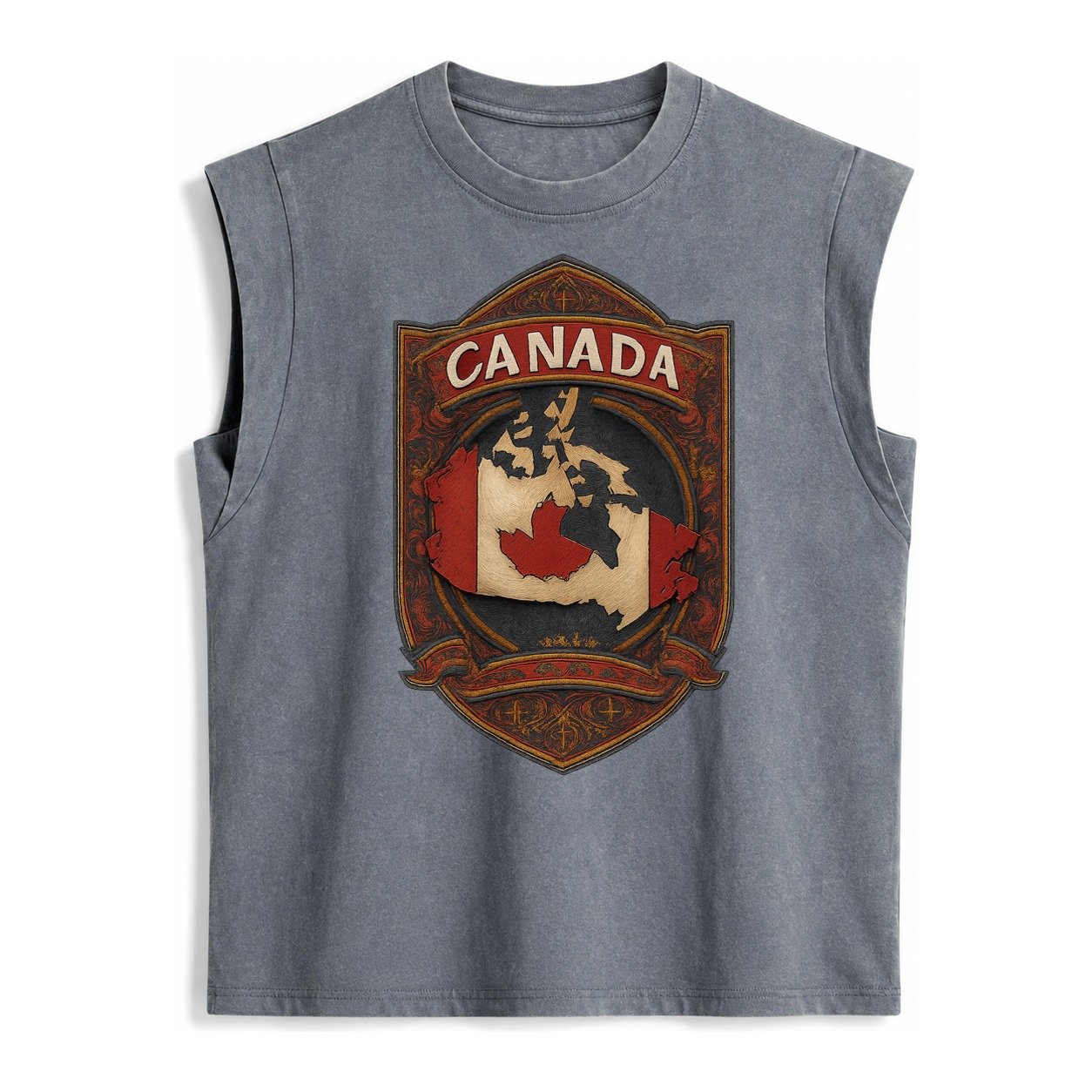 Canada Map Vintage Washed Tank – Grey