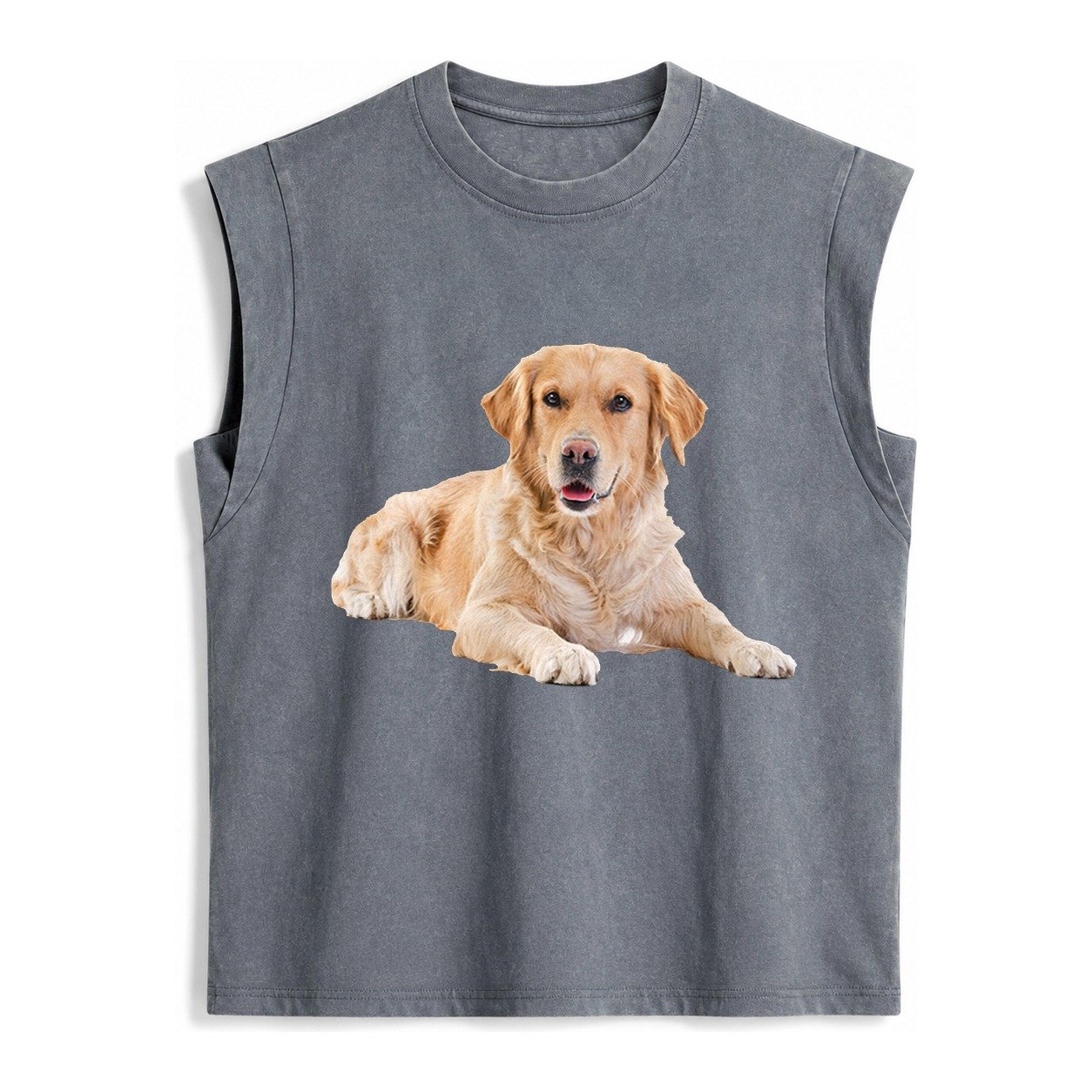 Golden Retriever Laying Dow Vintage Washed Tank – Grey