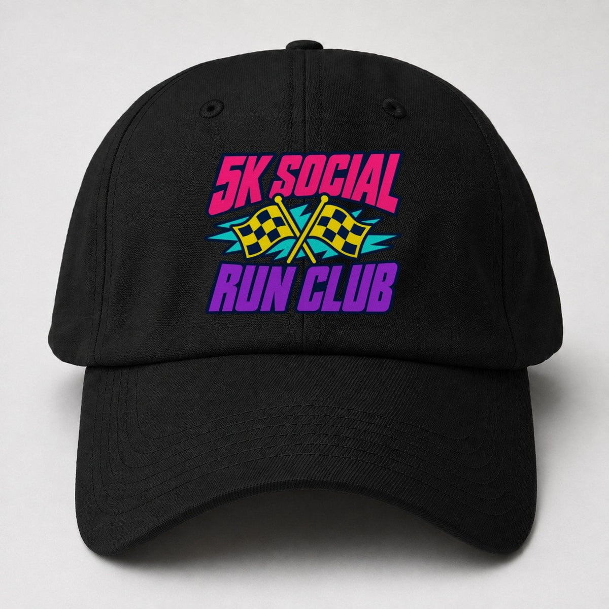 5K Social Run Club 90S Running Clubs Baseball Cap – Black