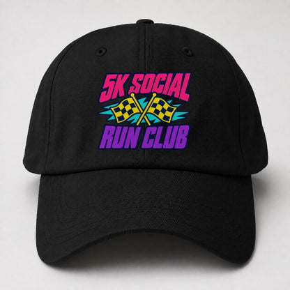 5K Social Run Club 90S Running Clubs Baseball Cap – Black