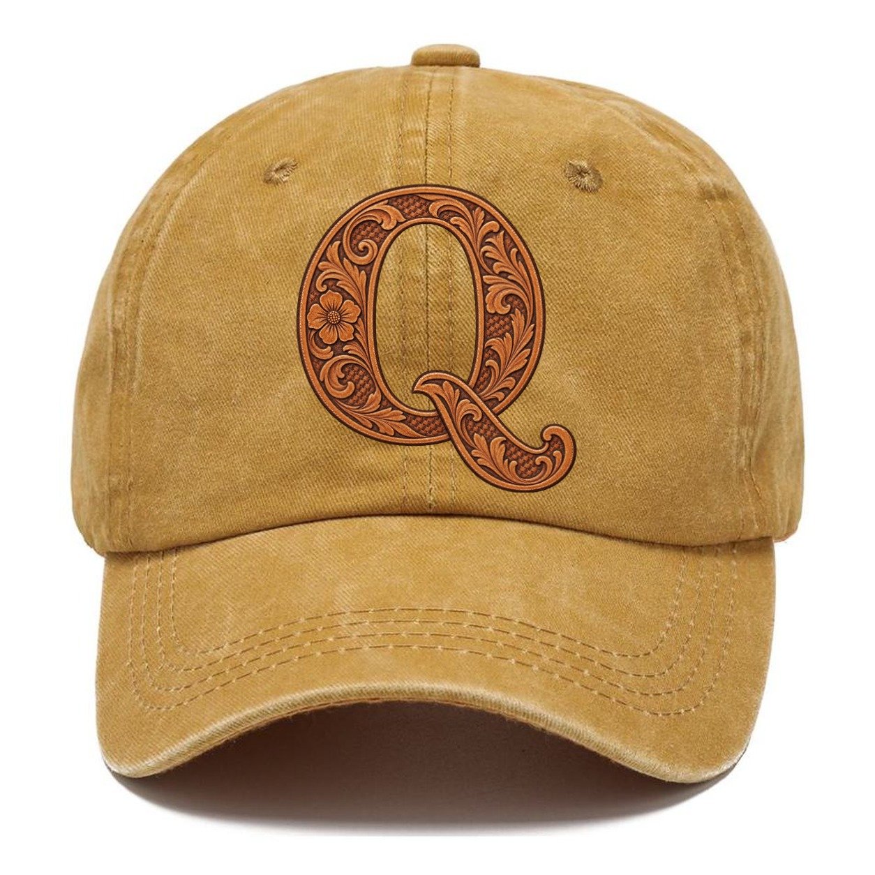 Tooled Leather Q Monogram Classic Cap – Golden Harvest
