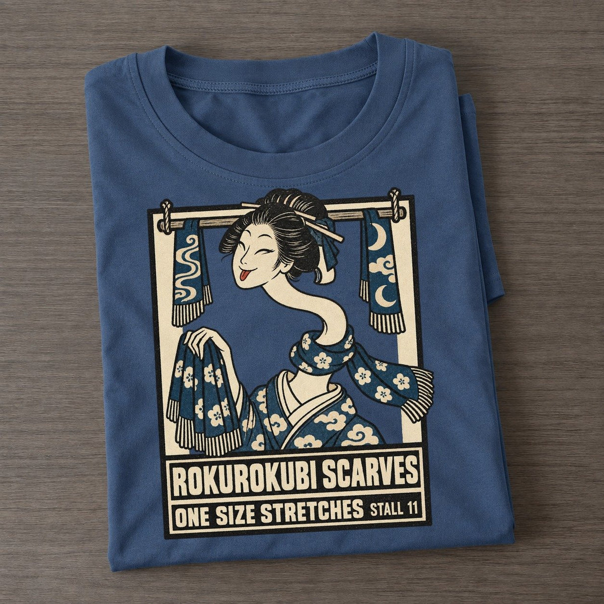 Rokurokubi Scarves Yokai Night Market Classic T-shirt – Twilight Navy
