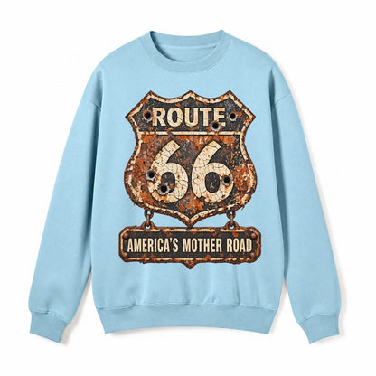 Route 66 Weathered Fleece Sweatshirt – Light Blue