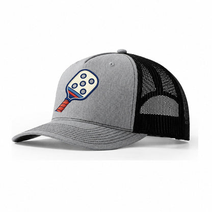 Pickleball Paddle Tiny Solo Marks Trucker Hat – Sport Grey Black