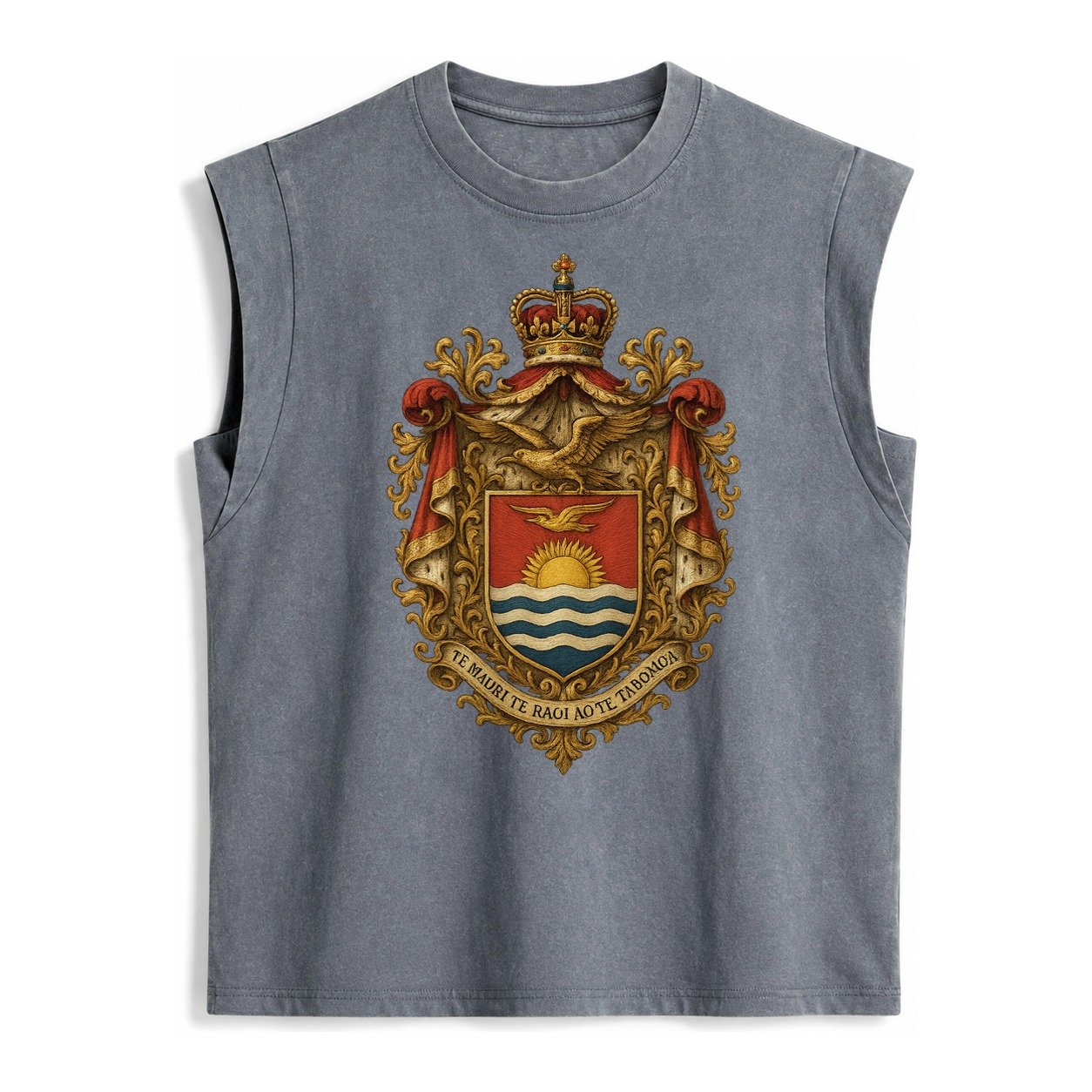 Golden Peace Embroidered Vintage Washed Tank – Grey
