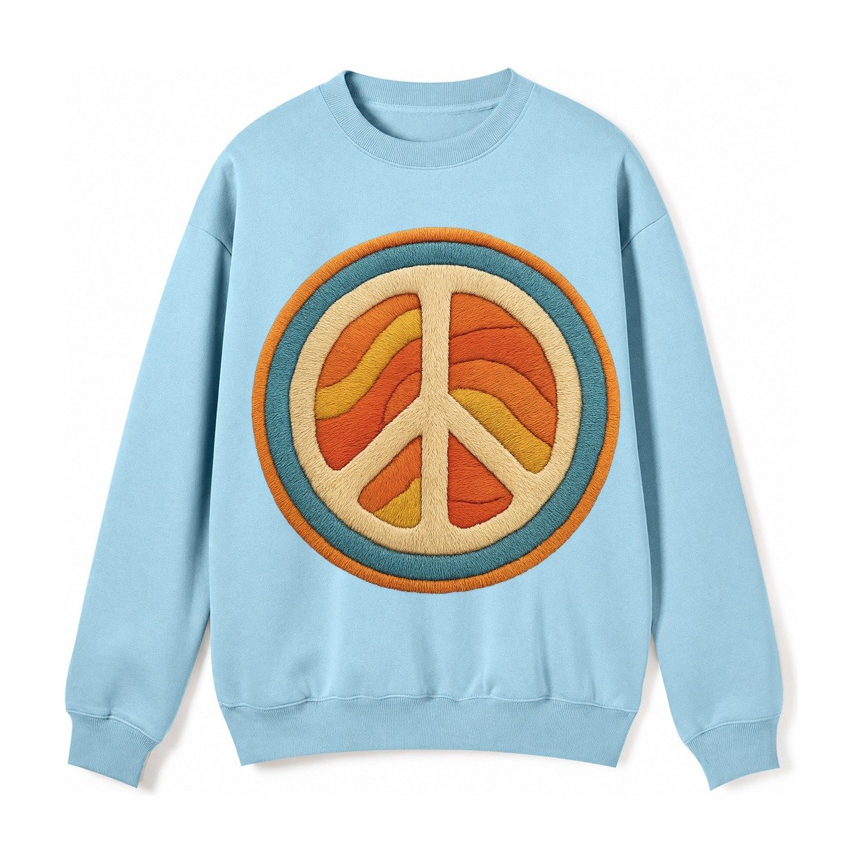 Retro Peace Harmony Fleece Sweatshirt – Light Blue