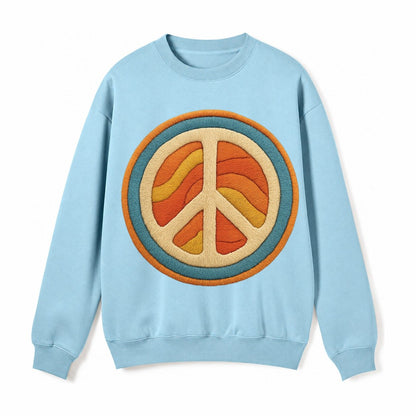Retro Peace Harmony Fleece Sweatshirt – Light Blue