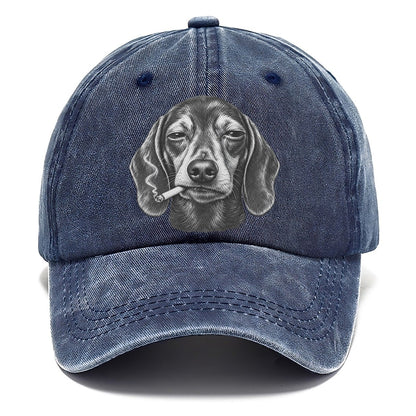 Dachshund A Lit Cigarette Smoking Dogs Smoking Dogs Portraits Classic Cap – Twilight Navy
