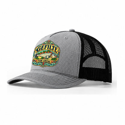 Gefilte Fish Social Judaism Heritage Trucker Hat – Sport Grey Black