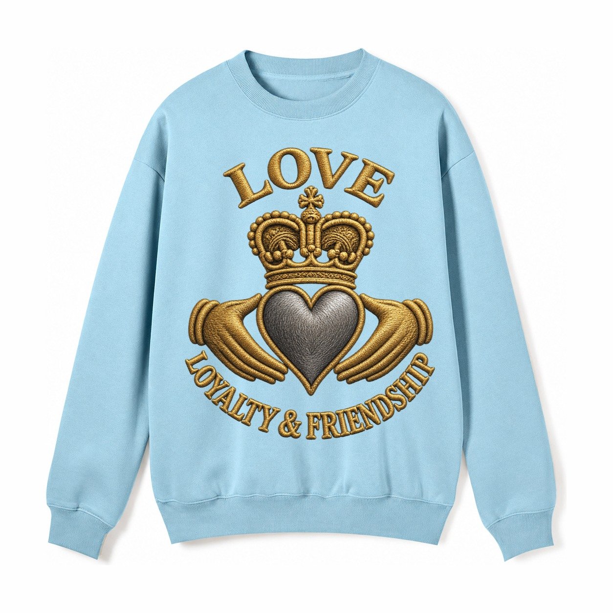 Claddagh Symbol Fleece Sweatshirt – Light Blue