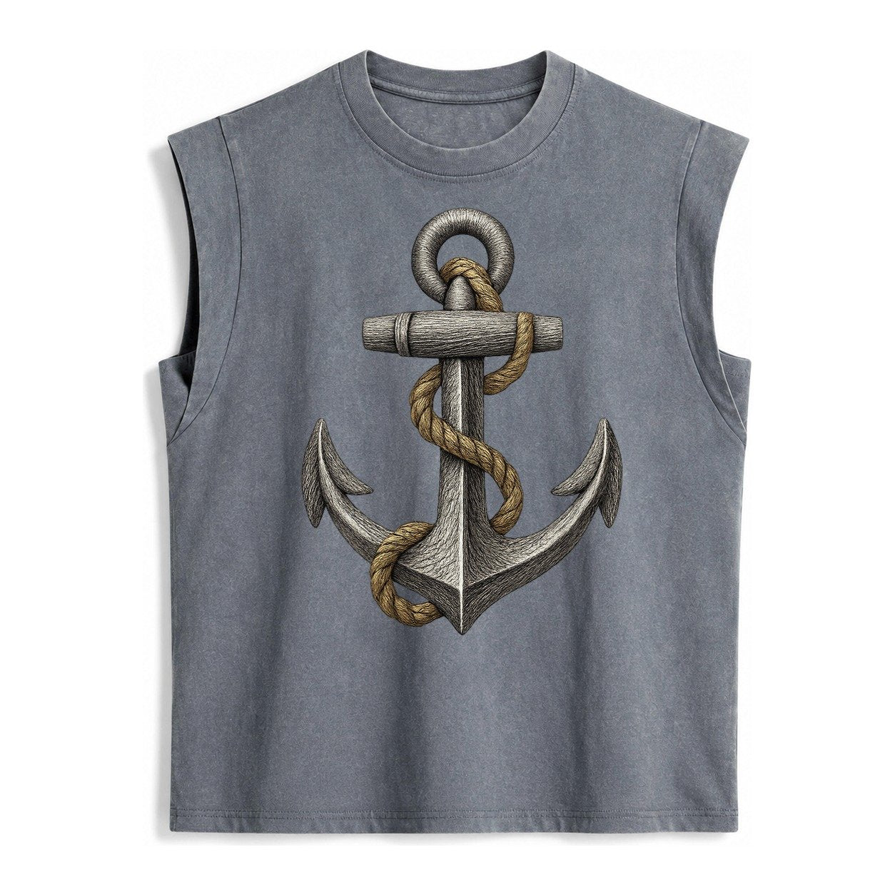 Anchor And Rope Vintage Washed Tank – Grey