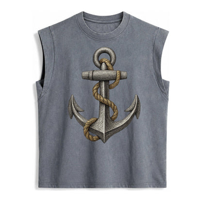 Anchor And Rope Vintage Washed Tank – Grey