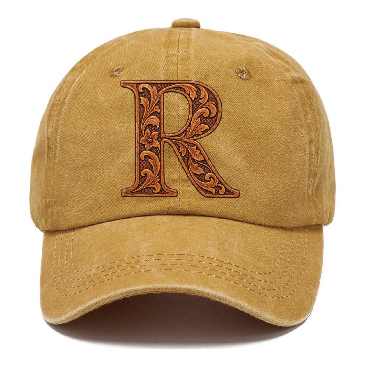 Tooled Leather R Monogram Classic Cap – Golden Harvest