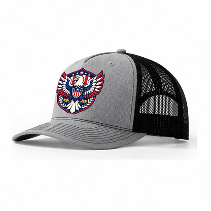 United States Minimal Emblem Country Logos Trucker Hat – Sport Grey Black