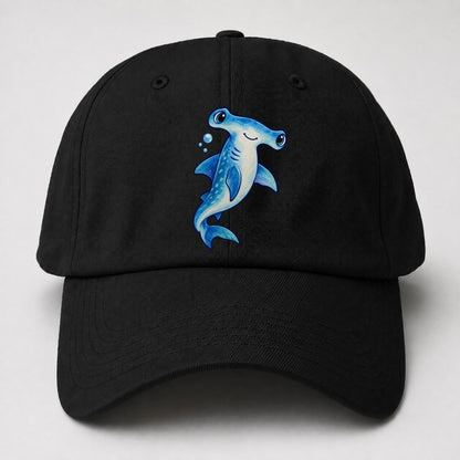 Hammerhead Shark Upward Swim Sea Sprite Baseball Cap – Black