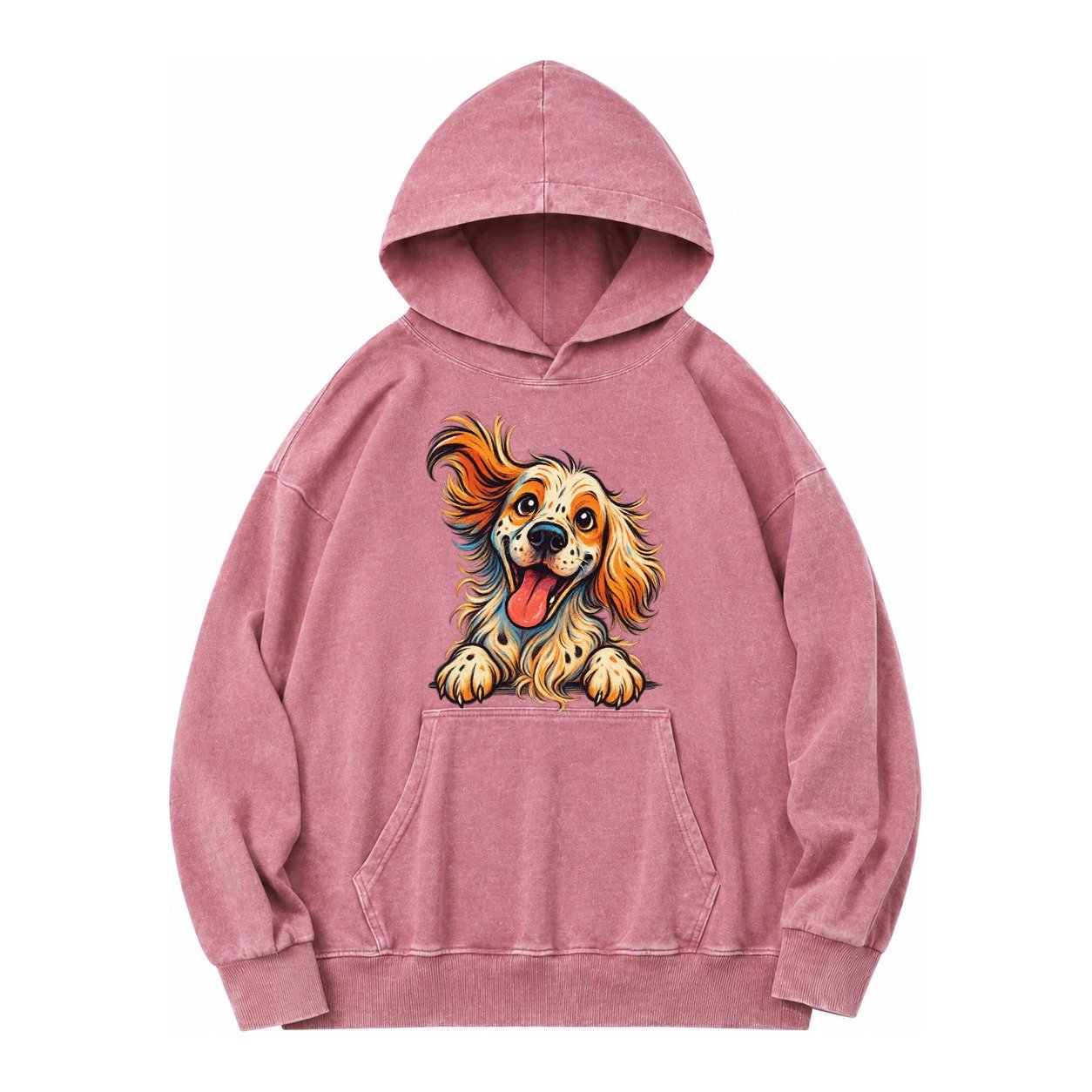 English Springer Spaniel Vintage Washed Hoodie – Dusty Rose
