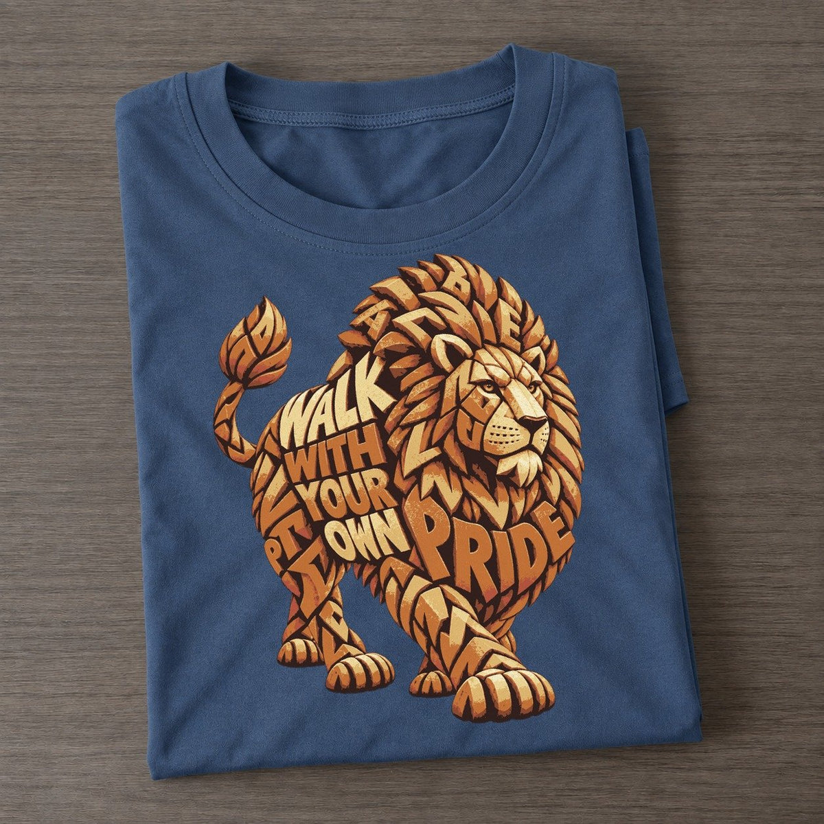 Lion Horizon Walk Letter Sculpture Classic T-shirt – Twilight Navy