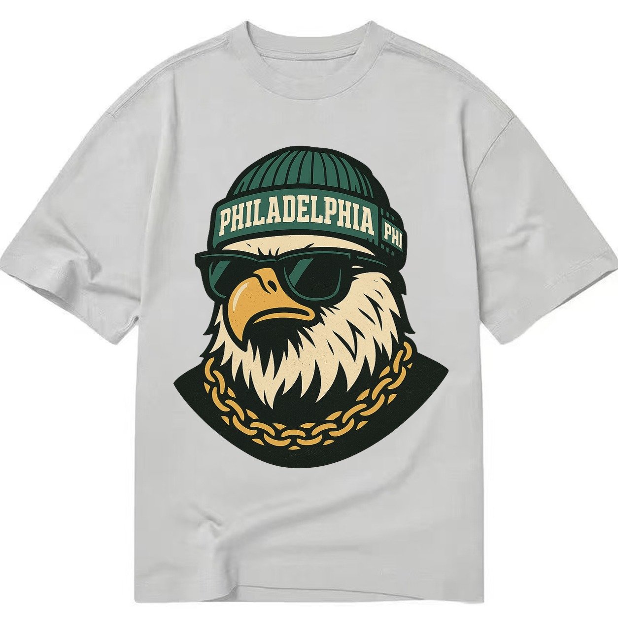 Animaleaglelocationtextphiladelphiainitialsphibeaniecolorgre Classic T-shirt – Grey